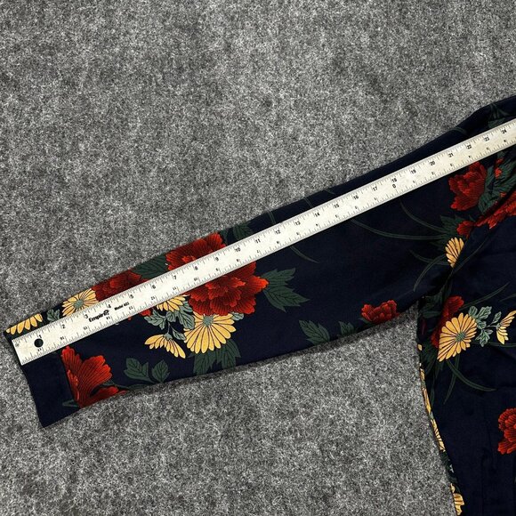 Boohoo Shirt Dress 14 Long Sleeve Floral Artsy Unique Collared Button Front - Picture 10 of 14